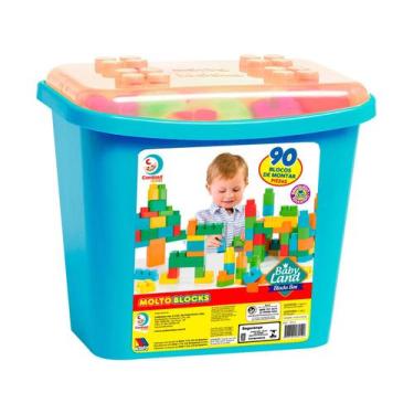Imagem de Blocos de Montar Box Baby Land Block Azul 90 Peças - Cardoso - Cardoso
