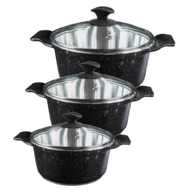 Imagem de Jogo Panelas Preto Liso Alumínio Usinado Javali AA 26 a 30