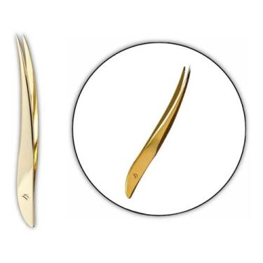 Imagem de Pinça Bisturi Fina Dourada de Sobrancelhas TW3077G Klass Vough
