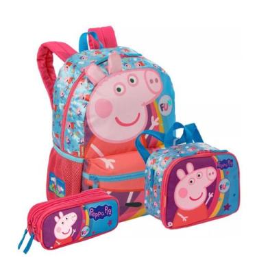 Imagem de Kit Mochila Costas Peppa Pig com Lancheira Térmica e Estojo - Sestini,