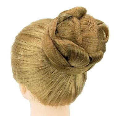 Imagem de IMISSU Cobertura de cabelo trançado bagunçado encaracolado chignon dançarina rosquinha apliques de cabelo scrunchies coques de cabelo peruca updo (Mistura de cobre)