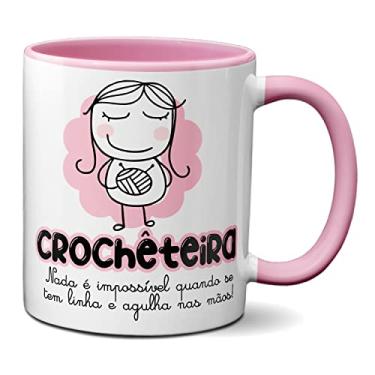Imagem de Caneca Crochêteira Nada É Impossivel Com Linha E Agulha (Rosa)