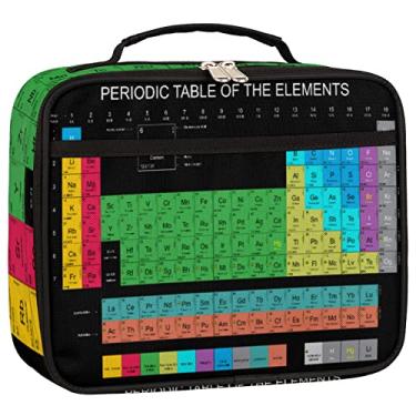 Imagem de Bolsa de almoço de mesa periódica grande com isolamento térmico para mulheres homens adulto reutilizável bolsa térmica impermeável elemento químico bolsas de almoço bolsa de preparação de refeição para trabalho, escola, piquenique