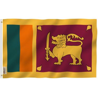 Imagem de ANLEY Fly Breeze 3x5 pés Bandeira do Sri Lanka - Cor viva e à prova de desbotamento - Cabeçalho de lona e costura dupla - Bandeiras da República do Sri Lanka Poliéster com ilhós de latão 3 x 5 pés
