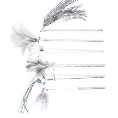 Imagem de Brinquedo de Varinha de Provocação de Gato, Pena de PVC 3 Peças Com Diversão Segura Varinha de Provocação de Gato Com Sino para Casa (Cinza)