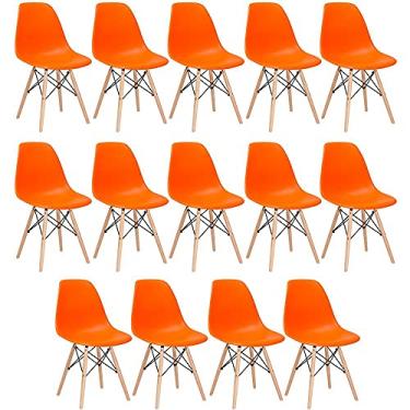 Imagem de Loft7, KIT - 14 x cadeiras Charles Eames Eiffel DSW - Base de madeira clara - Laranja