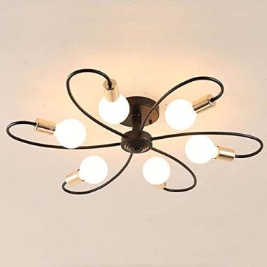 Imagem de Pendente Sputnik Moderna 6 Lâmpadas Luster Plafon De Metal E27 Iluminação Interior Para Sala De Estar Quarto (6 Luz)