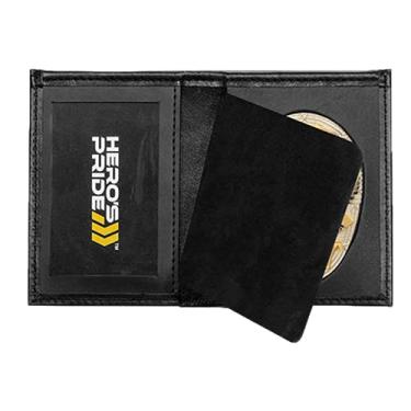 Imagem de Hero's Pride Capa de identificação dupla de luxo com recorte de crachá embutido, estrela de 7 pontas, serve para tamanho de crachá de 6 x 6 cm (0010)