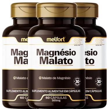 Imagem de Kit 3 x Magnésio Malato 500mg 180 Cápsulas Suplemento Alimentar