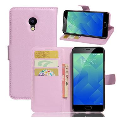 Imagem de Capa carteira MEIZU M5, capa carteira flip de couro PU premium com compartimento para cartão, suporte e fecho magnético [capa interna à prova de choque de TPU] Compatível com MEIZU M5