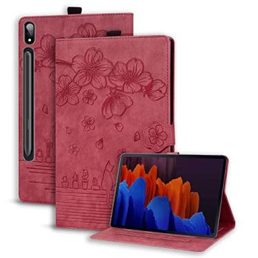 Imagem de Dteck Capa para Samsung Galaxy Tab S9 Plus/S9 Fe Plus/S8+/S7 FE/S7+ 12.4 com suporte para caneta S, capa fólio de flor em relevo de couro PU premium com vários ângulos de visualização capa para tablet