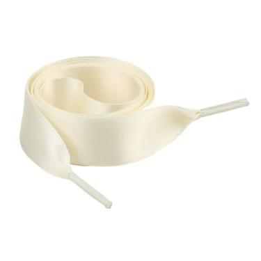 Imagem de 1Pair 2CM Width Flat Ribbon Shoe Laces Rubber Sneakers Silk Satin Shoelace Boot Shoelaces (Color : 4 Cream, Size : 100cm)