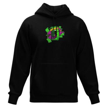 Imagem de Moletom Fechado Com Capuz Blusa de Frio Preta Estampas Variadas-Masculino