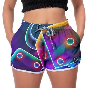 Imagem de Short Praia Premium Feminino Fusion Estampado Cubo Academia Fitness Caminhada Casual Esporte-Feminino