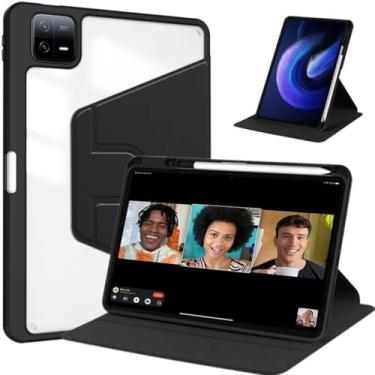 Imagem de Capa inteligente para Xiaomi Pad 6 2023 de 11 polegadas com rotação de graus com suporte de lápis, capa para tablet XiaoMi Pad 6 Pro 11 polegadas (preta, para Xiaomi Pad 6 Pro)