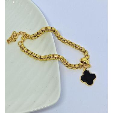 Imagem de Pulseira Bracelete Corrente Elos veneziana Grossa Folheado a Ouro Dour