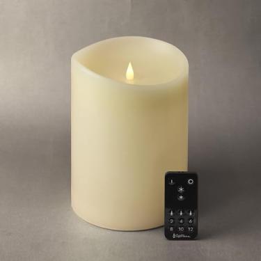 Imagem de SOFTFLAME Vela sem chama – 15,2 x 20,3 cm marfim – Vela pilar de chama em movimento, inclui controle remoto – Cera real – 2 pilhas C – Não incluída