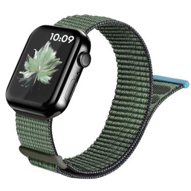 Imagem de Enjoyselfhub Pulseiras esportivas de nylon compatíveis com Apple Watch séries 9 Ultra, 8, 7, 6, 5, 4, 3, 2 e SE de 41 mm, 40 mm, 38 mm, 49 mm, 45 mm, 44 mm e 42 mm, SE (38, verde-oliva)