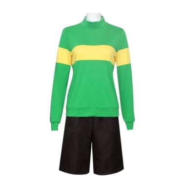 Imagem de CIYASHEH Game Undertale Frisk Chara Cosplay Costume Halloween Carnival Costume Outfit Full Set for Girls Women