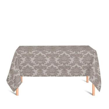 Imagem de Toalha de Mesa Retangular em Tecido Jacquard Marrom Acinzentado e Bege