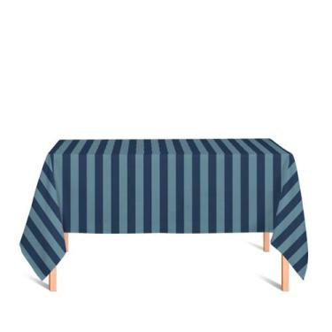 Imagem de Toalha de Mesa Retangular em Tecido Jacquard Azul Marinho e Turquesa L