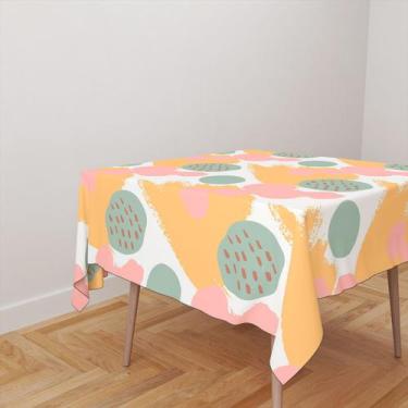 Imagem de Toalha De Mesa Quadrada 4 Lugares Tecido Oxford Formas Tons Pastéis TL