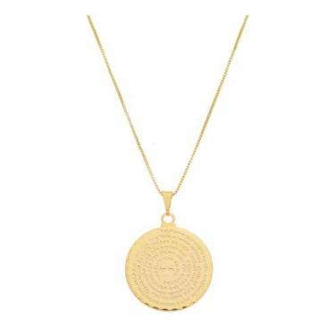 Imagem de Colar Veneziana Pai Nosso Feminina Medalha Salmos Religioso Banho a Ou
