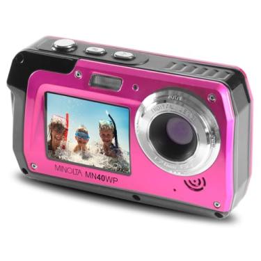 Imagem de Minolta Câmera digital à prova d'água MN40WP de 48 MP – telas LCD duplas, vídeo QHD de 2,7 K, zoom digital de 16x, antivibração, detecção de rosto, 3 metros à prova d'água (rosa)