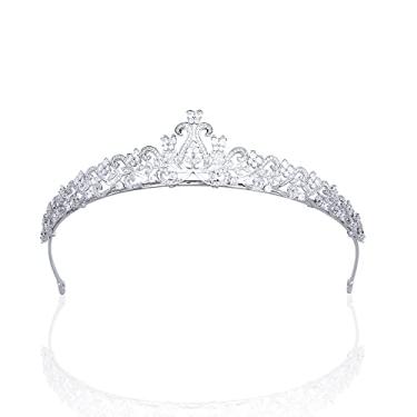 Imagem de Zircônia cúbica CZ casamento nupcial, diadema de cristal, acessórios de cabelo femininos para festa de aniversário CH10047, Small, Metal