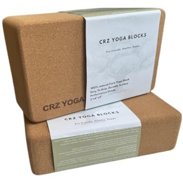 Imagem de CRZ YOGA blocos de cortiça para ioga, pacote com 2, tijolos de ioga portugueses premium, bloco de ioga de alta densidade com superfície antiderrapante, acessórios de ioga ecológicos, ideal p