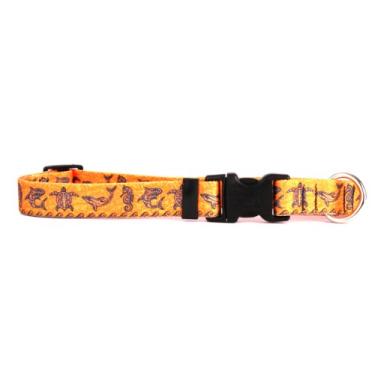 Imagem de Yellow Dog Design Coleira laranja para cachorro Tribal Seas com sistema de identificação Tag-A-Long - pescoço médio 3/4 34 a 50 cm/4 polegadas