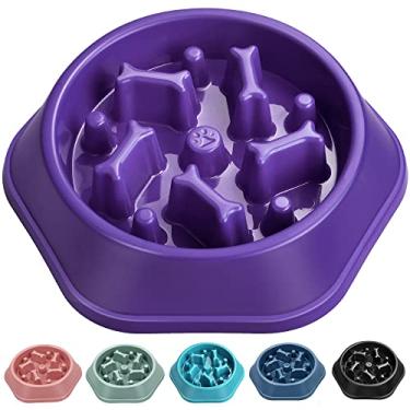 Imagem de UPSKY Tigela de quebra-cabeça para cães Slow Feeder, tigela interativa para inchaço e lamber para cães pequenos e médios (roxo)