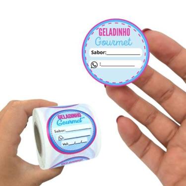 Imagem de 230 Etiquetas  Geladinho Gourmet Redondo Azul  4 Cm Redondo - 4Food Pr