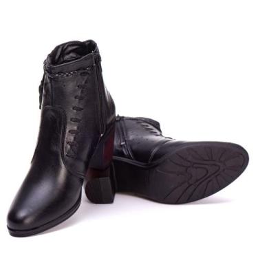 Imagem de Bota Coturno Feminino Em Couro - pettinari, Preto, 37