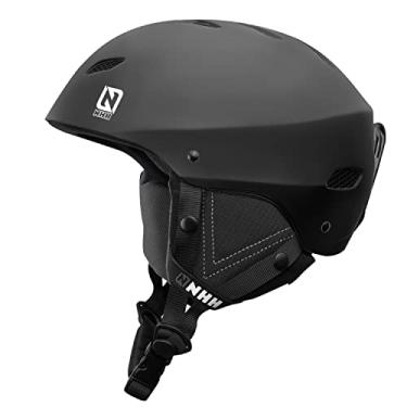 Imagem de NHH Capacete De Esqui, Capacete De Snowboard - Óculos De Proteção Para Esportes De Neve, Forro Removível E Protetores Auriculares Compatíveis Para Homens, Mulheres E Jovens (Preto, M (21,3" -22,8" /