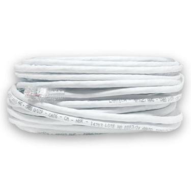 Imagem de Cabo De Rede Branco CAT6 100% Cobre 25 Metros Crimpado Patch Cord Ethe