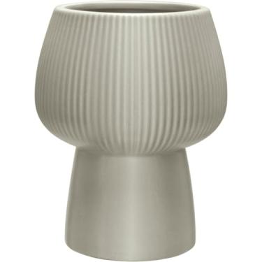 Imagem de CACHEPÔ VASO DECORATIVO PLANTA CERÂMICA 16x12x12cm CINZA