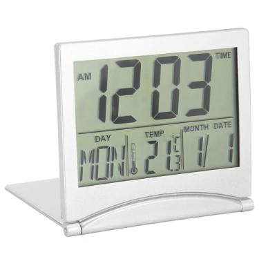 Imagem de Despertador de Mesa Dobrável e Compacto Com Timer de Temperatura do Calendário para Viagem, Função Diária de Soneca Diária, Lembrete de Aniversário, 59-00: 00 Horas, Adequado