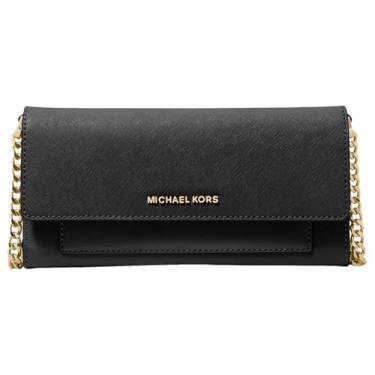 Imagem de Michael Kors Bolsa tiracolo Jet Set média 2 em 1 com corrente, Ferragens douradas/pretas, One Size