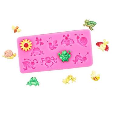 Imagem de Molde Silicone Insetos Abelha Sapo Grilo Caramujo Joaninha - LUYKE