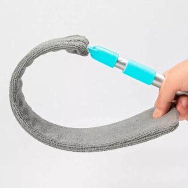 Imagem de Espanador de Pó Flexível Retrátil com Microfibra, Cabo Extensível, Azul e Cinza