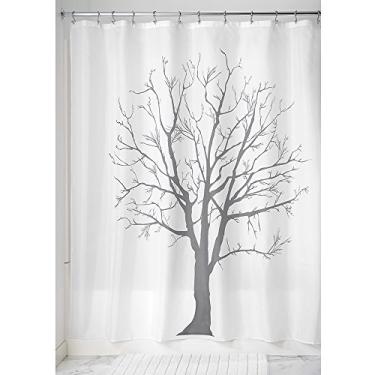 Imagem de Cortina de banheiro iDesign Tree Fabric – 183 cm x 183 cm, carvão