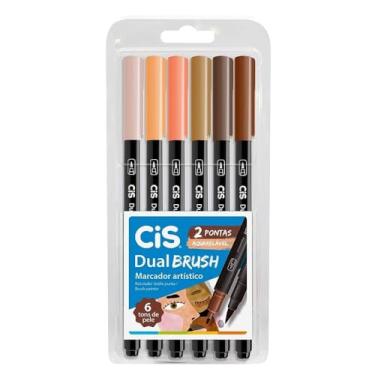 Imagem de Caneta pincel dual Brush Aquarelável com 6 cores Tons de pele Cis