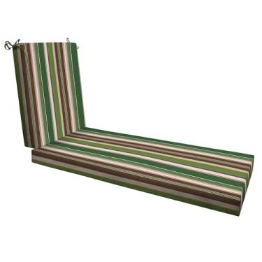 Imagem de Honeycomb Almofada para espreguiçadeira Essentials para ambientes externos, 53 cm x 178 cm, listrada, verde pinho, almofada para cadeira de pátio