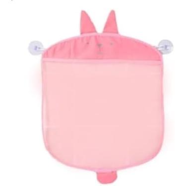 Imagem de Organizador de Brinquedos para Banheiro, Saco Organizador Banho, com Ventosas, Infantil Design de Coelho Rede de Malha para Armazenamento (Rosa)