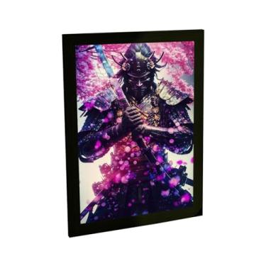 Imagem de Quadro Decorativo Samurai Anime Game Ilustração Katana Rosa Decoração Poster Quarto Sala