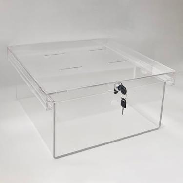 Imagem de CiaoHER Caixa extra grande de acrílico transparente para refrigerador, medicamentos, insulina, narcóticos, armazenamento com duas chaves e ferragens de montagem, 40 cm P x 35 cm L x 20 cm A