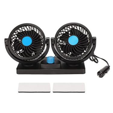 Imagem de Ventiladores de carro de 12 V, ventilador de ar de resfriamento de carro ventilador de cabeça dupla ventilador de carro ventilador de carro ventilador de isqueiro plugue com rotação de 360 graus para todos os carros