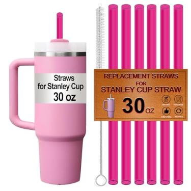 Imagem de Pacote com 6 canudos de substituição para copo Stanley de 850 g, canudo para copo Stanley Quencher de 850 g, reutilizável, seguro para lava-louças, seguro para alimentos, livre de BPA, feito de Tritan
