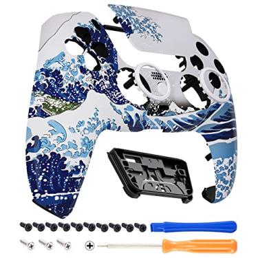 Imagem de eXtremeRate Luna Redesigned The Great Wave Front Shell Touchpad Compatível Com Controle Ps5 Bdm-010 020 Bdm-030 040 050, Placa Frontal De Substituição, Capa Personalizada